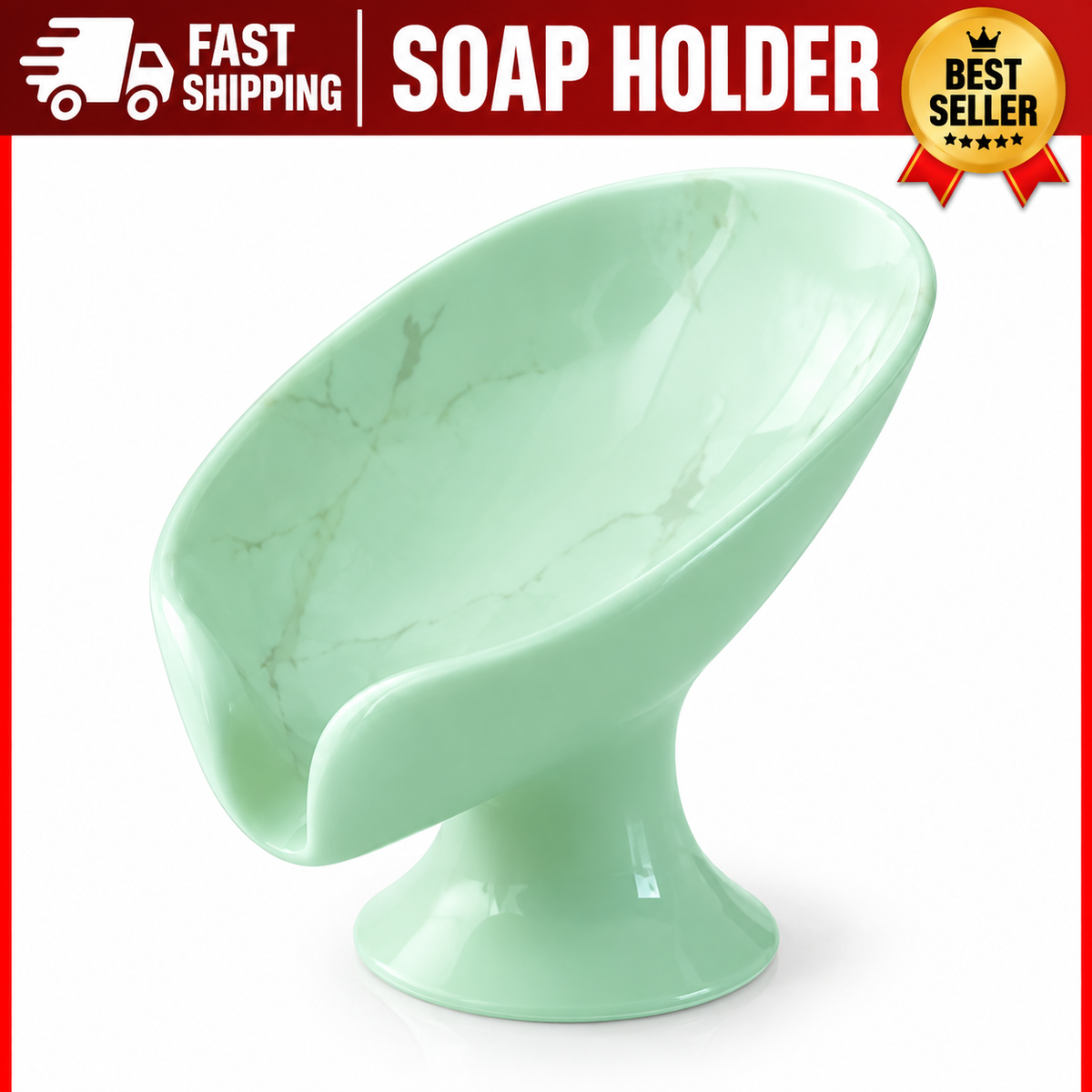 Leaf Shape Soap Dish with Suction Cup – Drainage Soap Holder for Bathroom & Kitchen