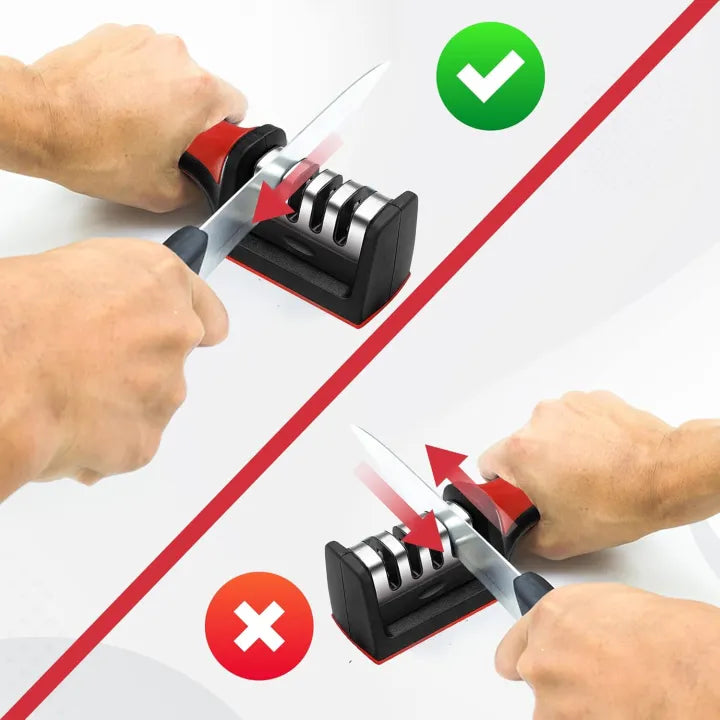 4-in-1 Manual Knife & Scissor Sharpener – Adjustable Kitchen Blade Sharpening Tool with Coarse & Fine Slots