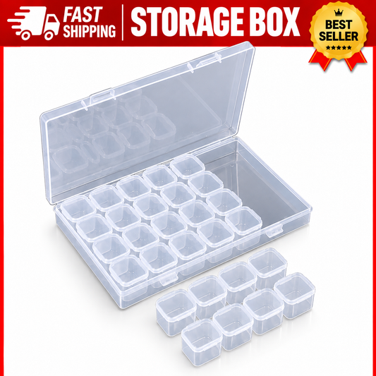 Transparent Plastic Jewelry Organizer Box – Clear Storage Case for Earrings, Rings, Beads & Small Accessories
