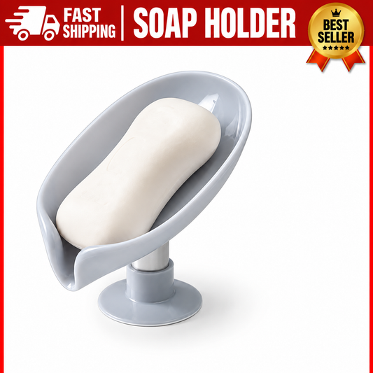 Leaf Shape Soap Dish with Suction Cup – Drainage Soap Holder for Bathroom & Kitchen