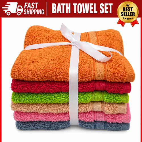 100% Cotton Cleaning Towels Pack of 6 | Soft & Absorbent Kitchen, Bathroom & Multipurpose Wash Cloths | 12 x 12 Inch | Random Colors