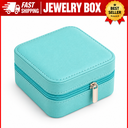 Leather Travel Jewelry Organizer Box for Women – Portable Jewelry & Hair Accessories Storage Case – Zipper Closure