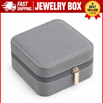 Leather Travel Jewelry Organizer Box for Women – Portable Jewelry & Hair Accessories Storage Case – Zipper Closure