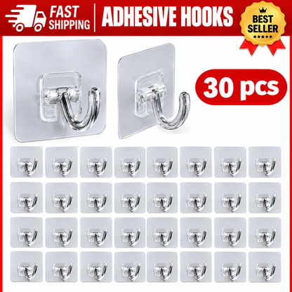 10PCS Self Adhesive Wall Hooks – Strong Sticky Hooks, Waterproof No-Drill Hanging Hooks for Bathroom, Kitchen & Home