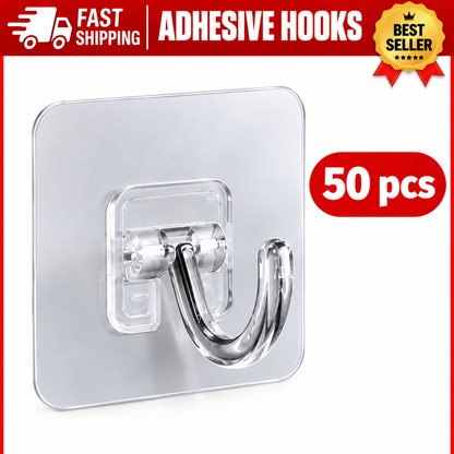 10PCS Self Adhesive Wall Hooks – Strong Sticky Hooks, Waterproof No-Drill Hanging Hooks for Bathroom, Kitchen & Home