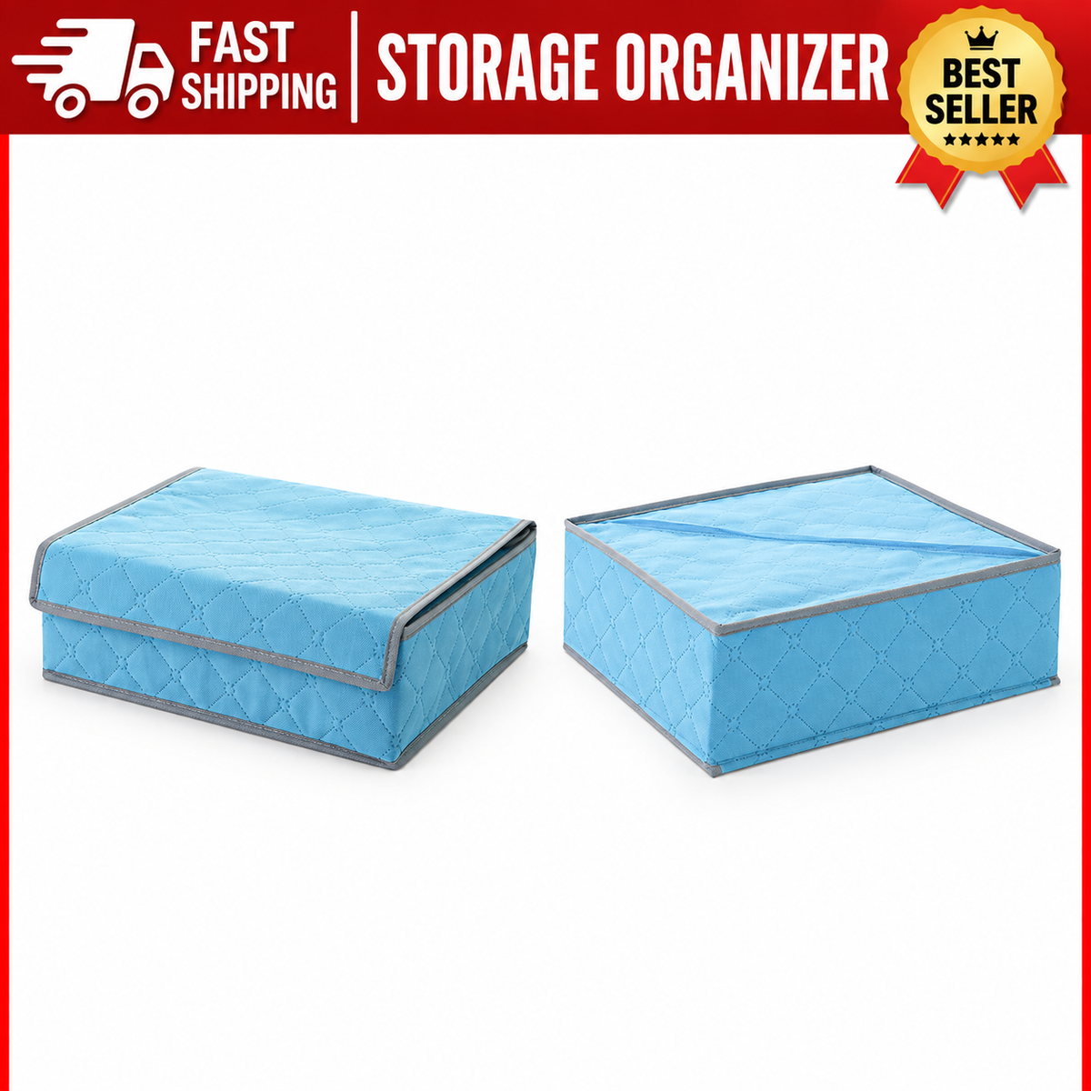 24-Cell Underwear & Sock Organizer Box with Lid – Foldable Closet Drawer Storage Divider