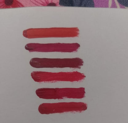 Romantic Empire High Pigmented Matte Lipgloss, 6 Pcs,Shades Of Red