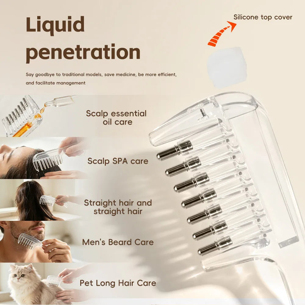 Hair Oil Applicator Comb with Scalp Massage & Liquid Reservoir – Beard & Hair Care